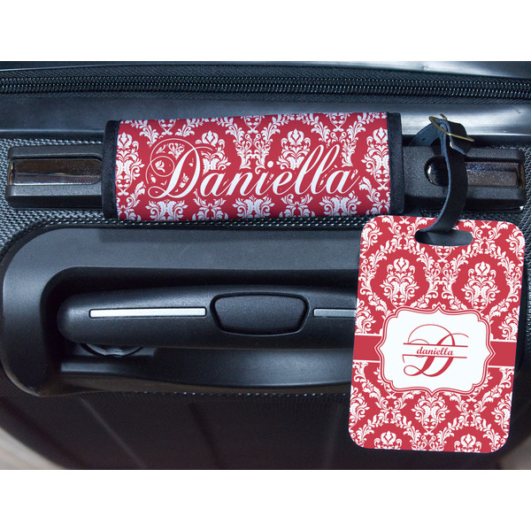 Damask Metal Luggage Tag & Handle Wrap - In Context