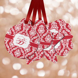 Damask Metal Ornaments - Double Sided w/ Name and Initial