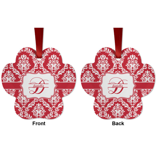 Damask Metal Paw Ornament - Front and Back