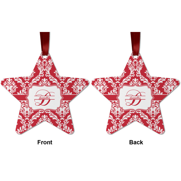 Damask Metal Star Ornament - Front and Back