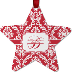 Damask Metal Star Ornament - Double Sided w/ Name and Initial