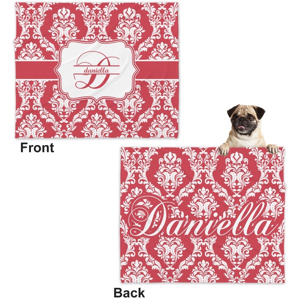 Damask Microfleece Dog Blanket - Large- Front & Back