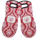 Damask Neoprene Oven Mitts - Set of 2 w/ Name and Initial