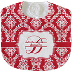 Damask Velour Baby Bib w/ Name and Initial