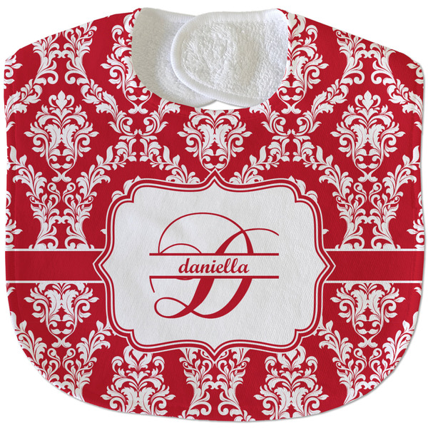 Damask New Baby Bib - Closed and Folded