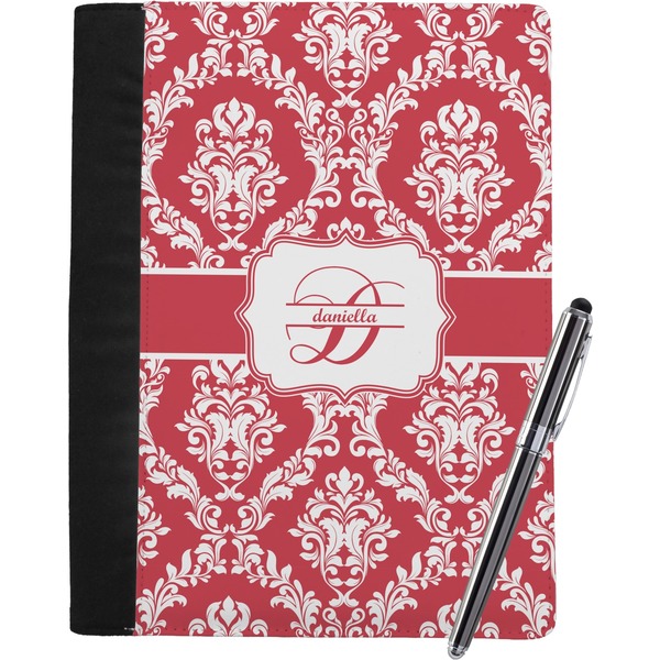 Custom Damask Notebook Padfolio - Large w/ Name and Initial