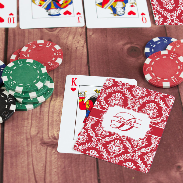 Damask On Table with Poker Chips