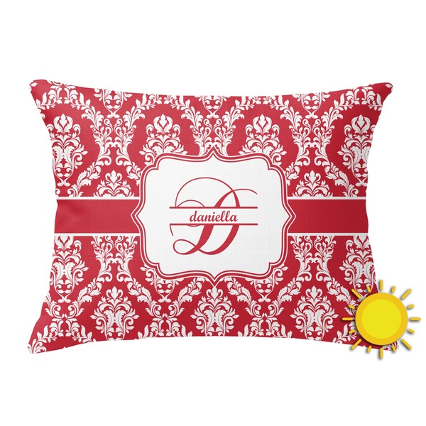 Custom Damask Outdoor Throw Pillow (Rectangular) (Personalized)