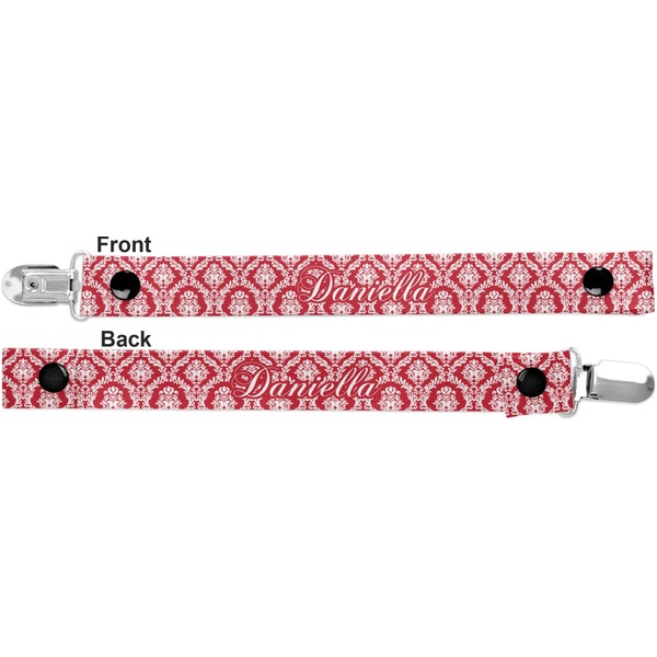 Damask Pacifier Clip - Front and Back