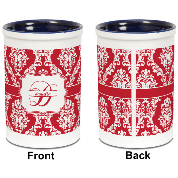 Damask Pencil Holder - Blue - approval