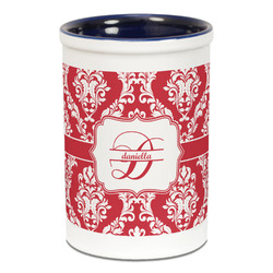 Damask Ceramic Pencil Holders - Blue