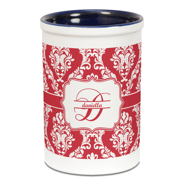 Damask Pencil Holder - Blue