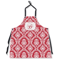 Damask Apron Without Pockets w/ Name and Initial