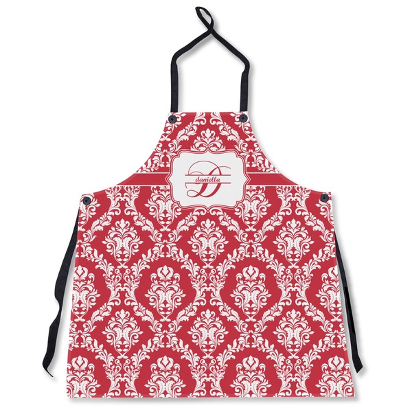 Custom Damask Apron Without Pockets w/ Name and Initial