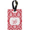 Damask Plastic Luggage Tag - Rectangular w/ Name and Initial