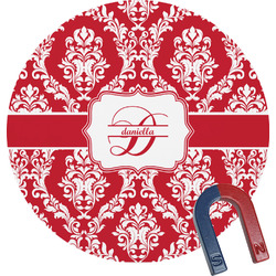 Damask Round Fridge Magnet (Personalized)