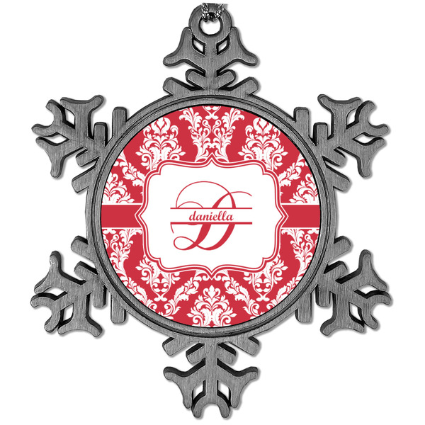 Custom Damask Vintage Snowflake Ornament (Personalized)