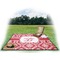 Damask Picnic Blanket - with Basket Hat and Book - in Use