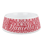 Damask Plastic Dog Bowl (Personalized)