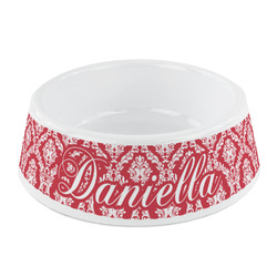 Damask Plastic Dog Bowl - Small (Personalized)