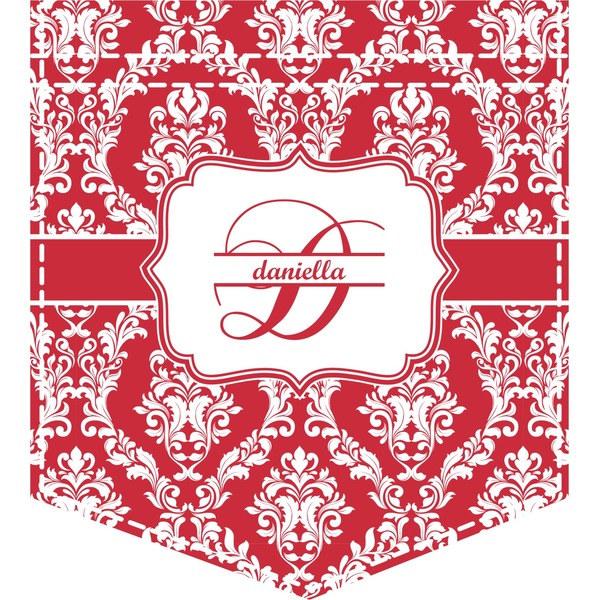 Custom Damask Iron On Faux Pocket (Personalized)