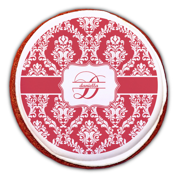 Damask Printed Icing Circle - Large - On Cookie