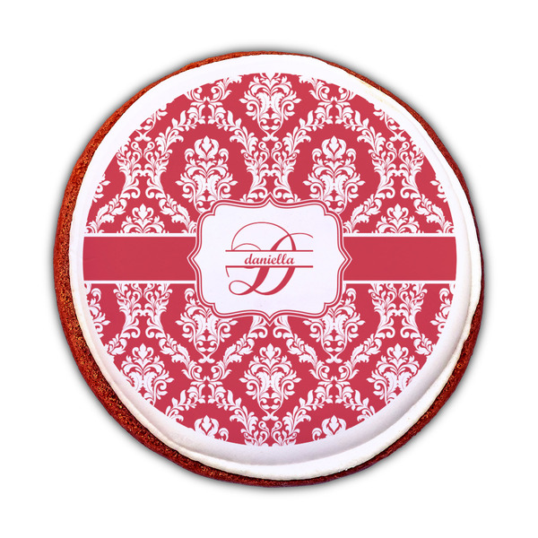 Damask Printed Icing Circle - Medium - On Cookie