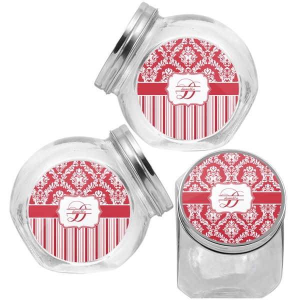 Damask Puppy Treat Jar - Top Left Right