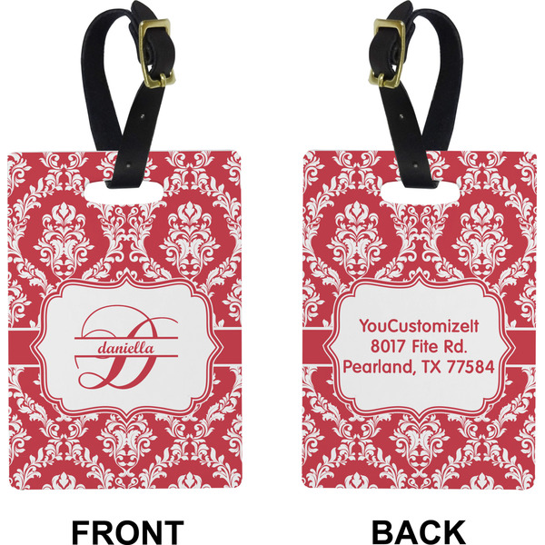 Damask Rectangle Luggage Tag (Front + Back)