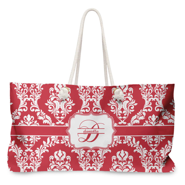 Custom Damask Large Tote Bag with Rope Handles (Personalized)