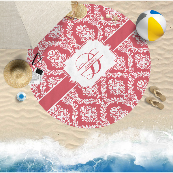 Damask Round Beach Towel Lifestyle