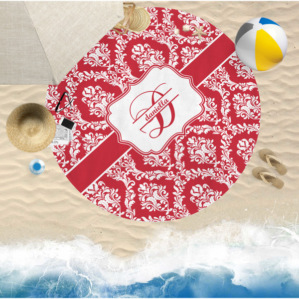Damask Round Beach Towel Lifestyle