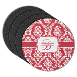 Damask Round Rubber Backed Coasters - Set of 4 (Personalized)