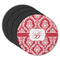 Damask Round Rubber Backed Coasters - Set of 4 (Personalized)