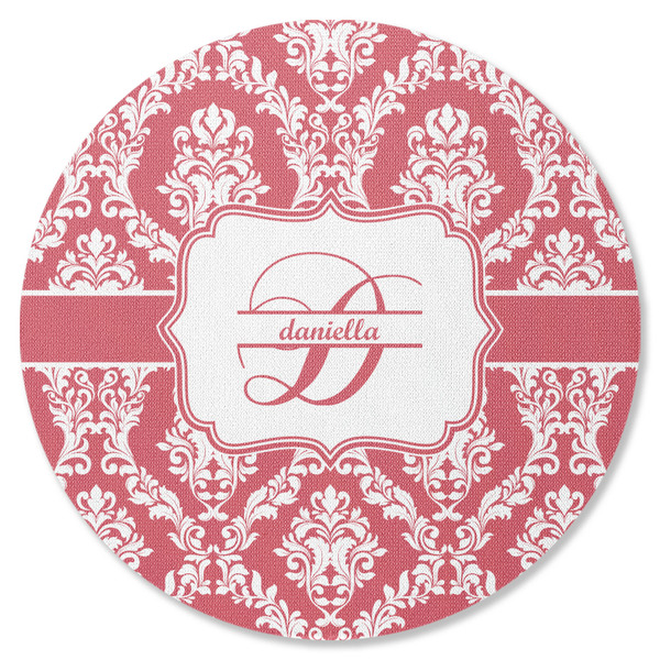 Damask Round Coaster Rubber Back - Single