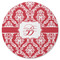 Damask Round Rubber Backed Coaster (Personalized)