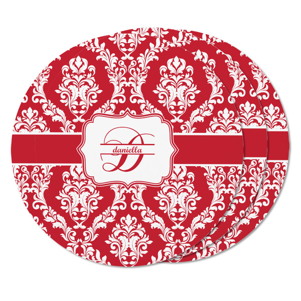 Damask Round Fridge Magnet - THREE