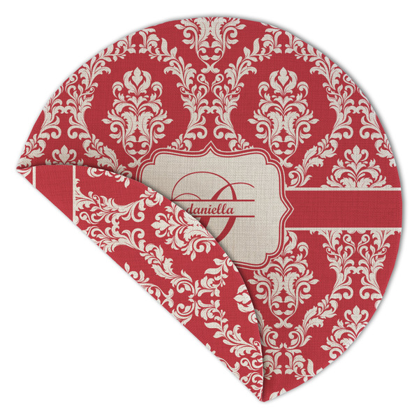 Damask Round Linen Placemats - Front (folded corner double sided)