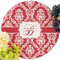 Damask Round Linen Placemats - Front (w flowers)