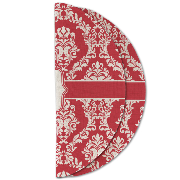 Damask Round Linen Placemats - HALF FOLDED (double sided)