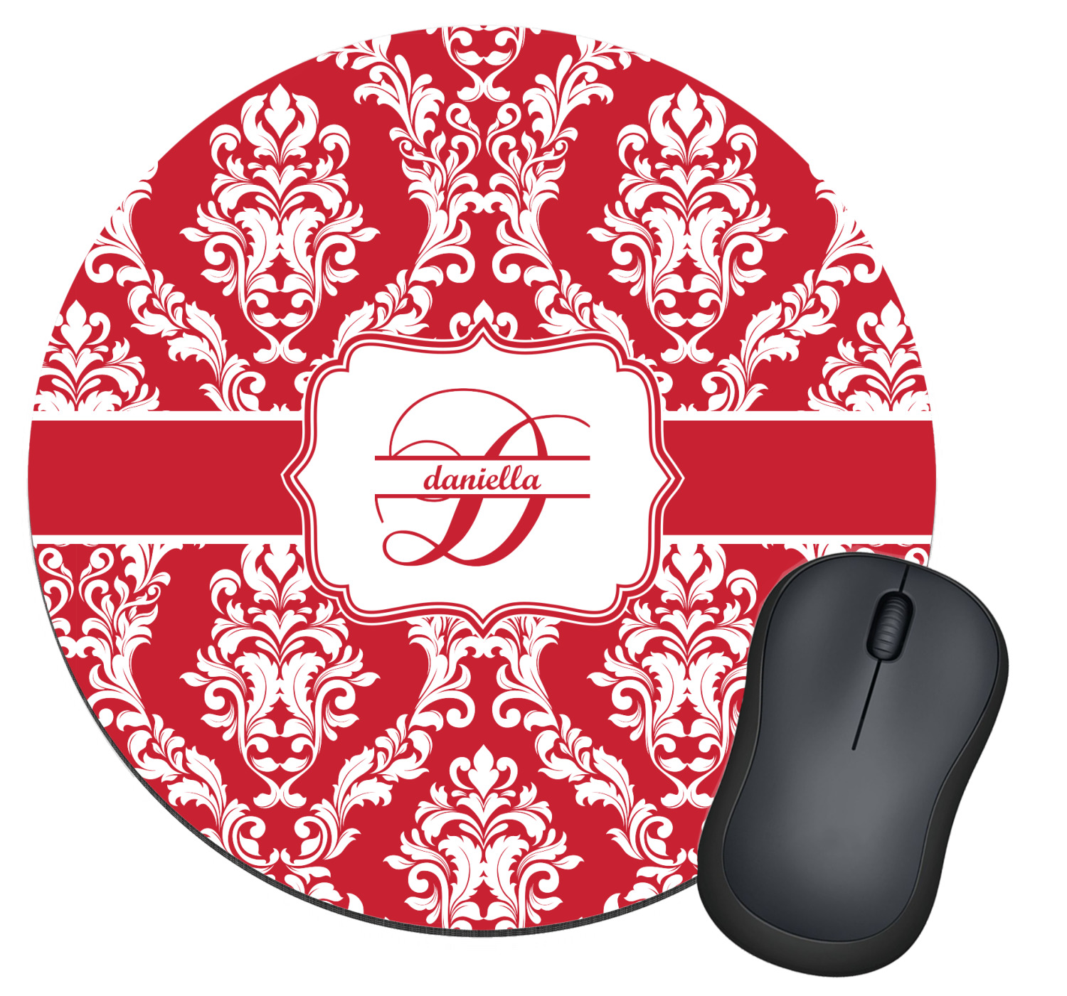 Damask Round Mouse Pad (Personalized) YouCustomizeIt
