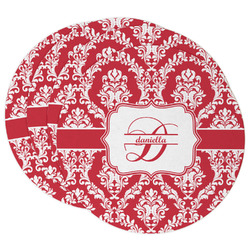 Damask Round Paper Coasters w/ Name and Initial