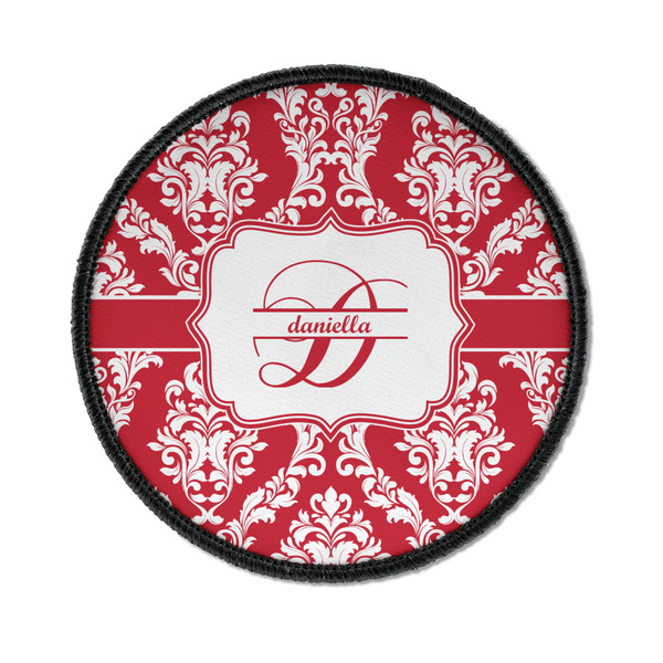 Custom Damask Iron On Round Patch w/ Name and Initial