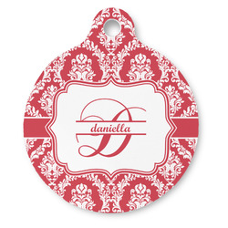 Damask Round Pet ID Tag - Large (Personalized)