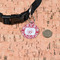 Damask Round Pet ID Tag - Small - In Context