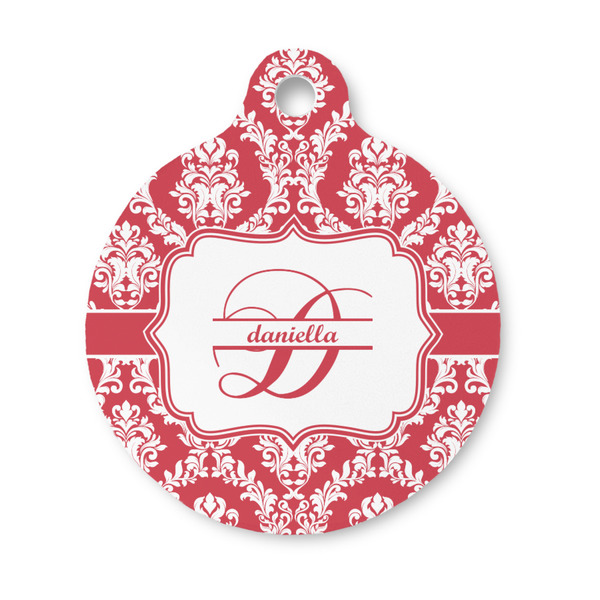 Custom Damask Round Pet ID Tag - Small (Personalized)