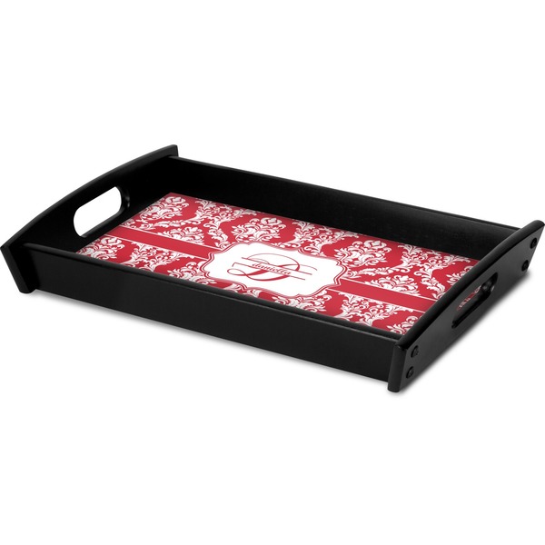 Damask Serving Tray Black - Corner