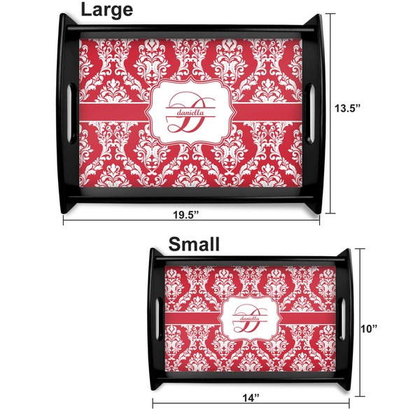 Damask Serving Tray Black Sizes