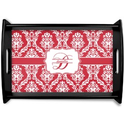 Damask Black Wooden Tray - Small (Personalized)