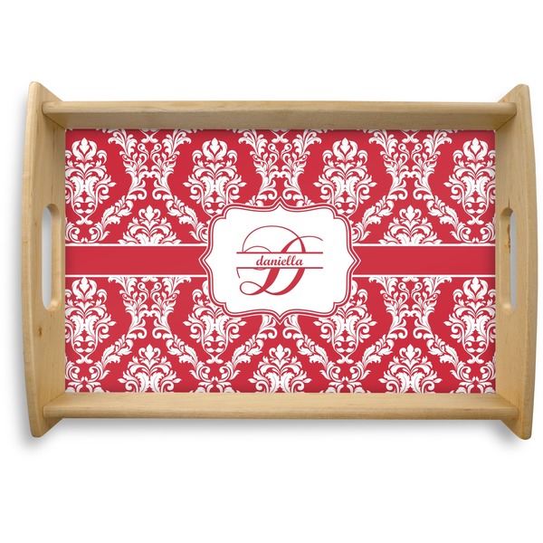 Custom Damask Natural Wooden Tray - Small (Personalized)
